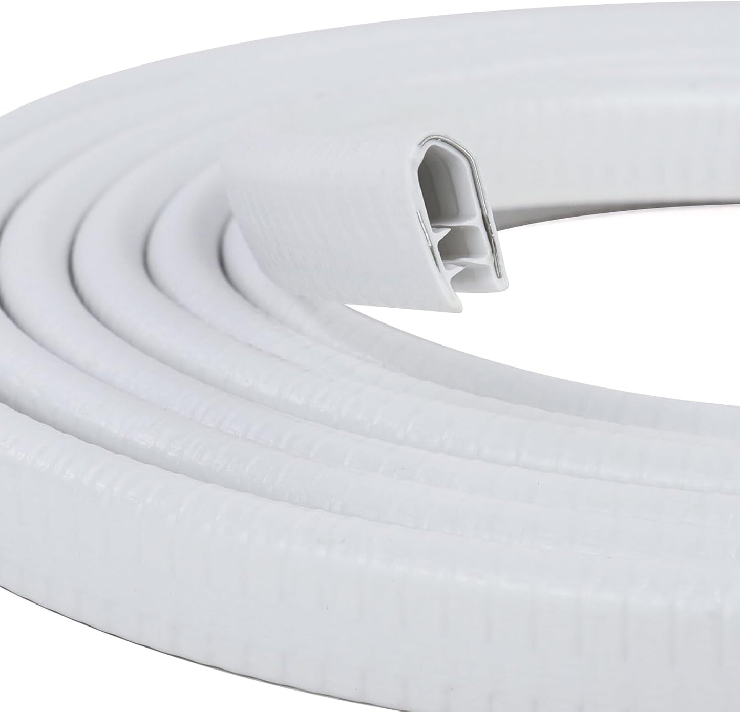 Rubber Edge Trim, U Channel Edge Trim with Metal Clips Edge Guard Protector, PVC Rubber Seal Strip for Sheet Metal, Car Doors, Hatches, Table Corners, Fit 3/64" to 1/4"(1.2mm-6.4mm), 32Ft, White
