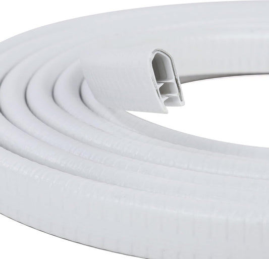 Rubber Edge Trim, U Channel Edge Trim with Metal Clips Edge Guard Protector, PVC Rubber Seal Strip for Sheet Metal, Car Doors, Hatches, Table Corners, Fit 3/64" to 1/4"(1.2mm-6.4mm), 25Ft, White