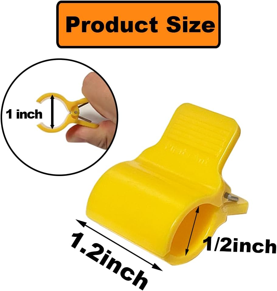 Greenhouse Clamps for 1/2 Inch PVC Pipe, Greenhouse Hoops,Support Frame, Grow Tunnel,Plant Support Garden Stakes. Yellow Garden Clips For Fixing Plant Cover, Plastic Sheeting, Film Row Cover, Net.