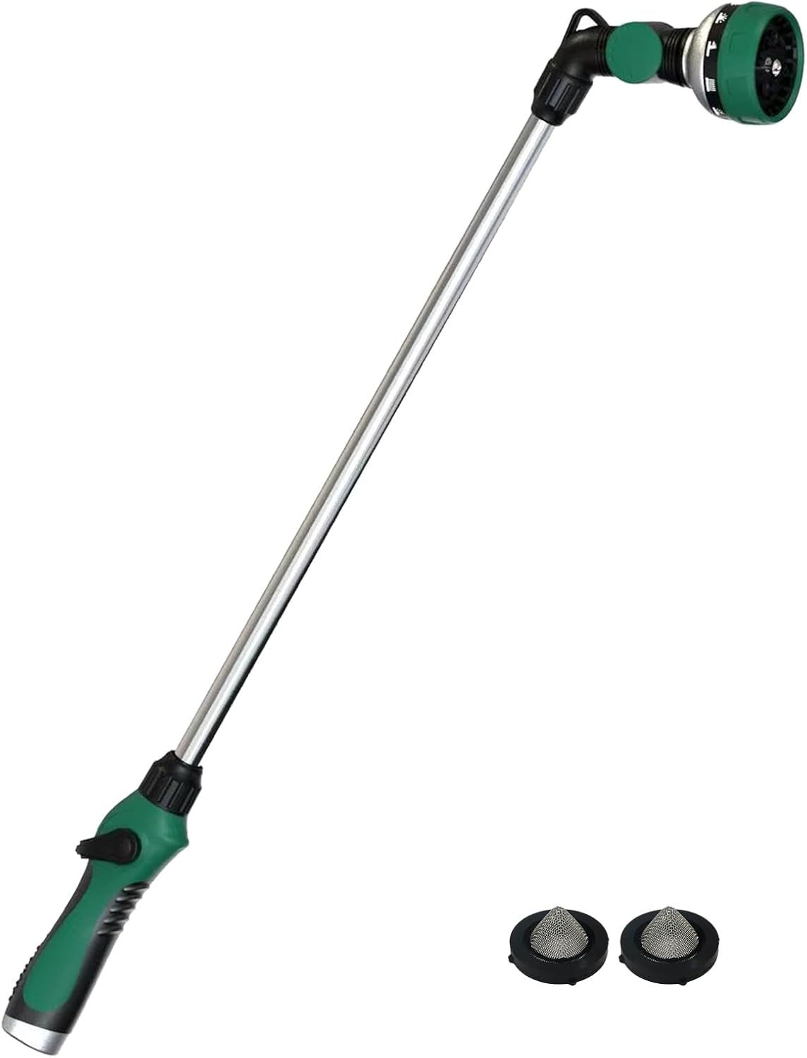 Watering Wand for Garden Hose, 30 Inch, 10 Spray Patterns, Thumb Control Garden Hose Nozzle, Adjustable Water Sprayer with Pivoting Head, Ideal for Hanging Baskets, Plants, and Shrubs, Green