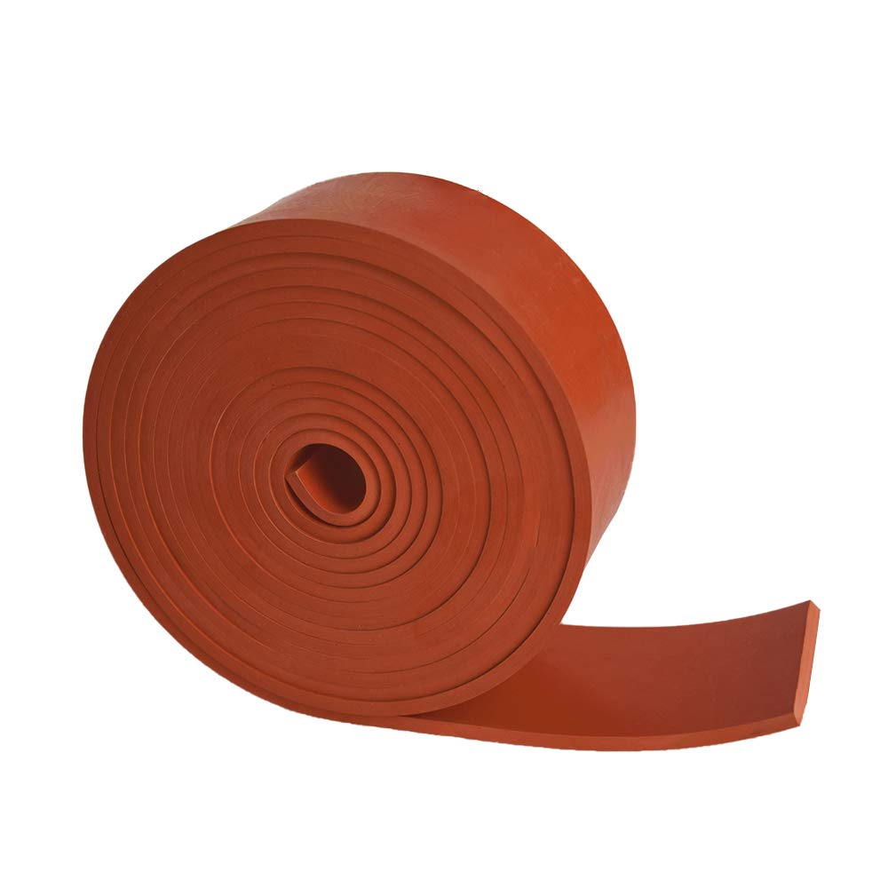 DOBTIM Red Rubber Strips 1/8 (.125)" Thick X 2" Wide X 10'Long, Solid Rubber Rolls Use for Gaskets DIY Material, Supports, Sealing, Bumpers, Protection, Abrasion