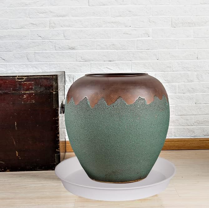 2 Pack of 17 inch Plant Saucer, 2.3" Depth Tray, Large Deep Garden Plastic Flower Planter Plant Trays for Indoors Outdoor Bath Bath (17", Creamy White)