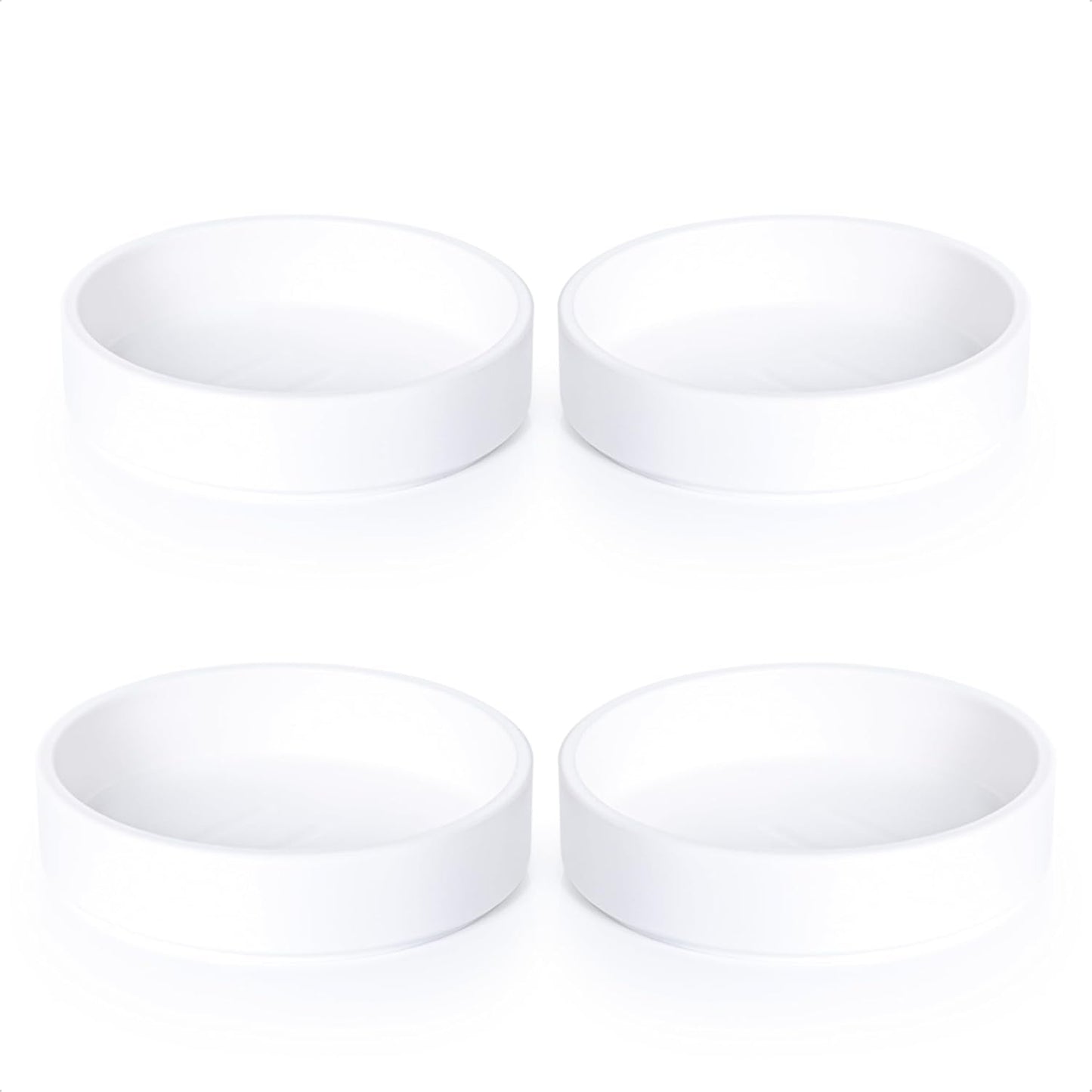 Phoenix Vine 4 Inch Plastic Plant Saucer Water Drip Tray, Heavy Sturdy Round Plant Drainage Tray for Indoors Outdoor, Set of 4, Matte White, 21-TY-4W-4