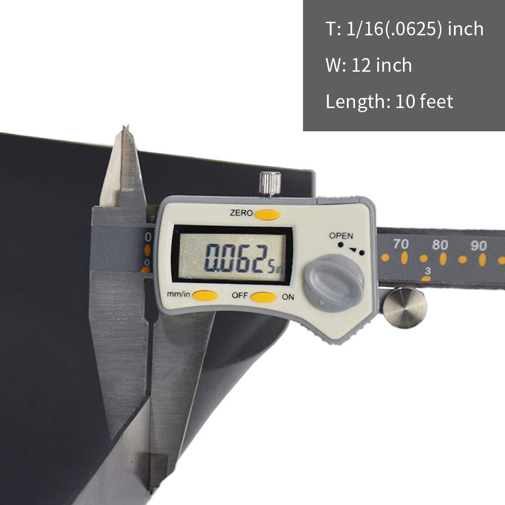 DOBTIM Neoprene Rubber Strips 1/16 (.062)" Thick X 12" Wide X 10' Long, Solid Rubber Rolls Use for Gaskets DIY Material, Supports, Leveling, Sealing, Bumpers, Protection, Abrasion, Flooring, Black