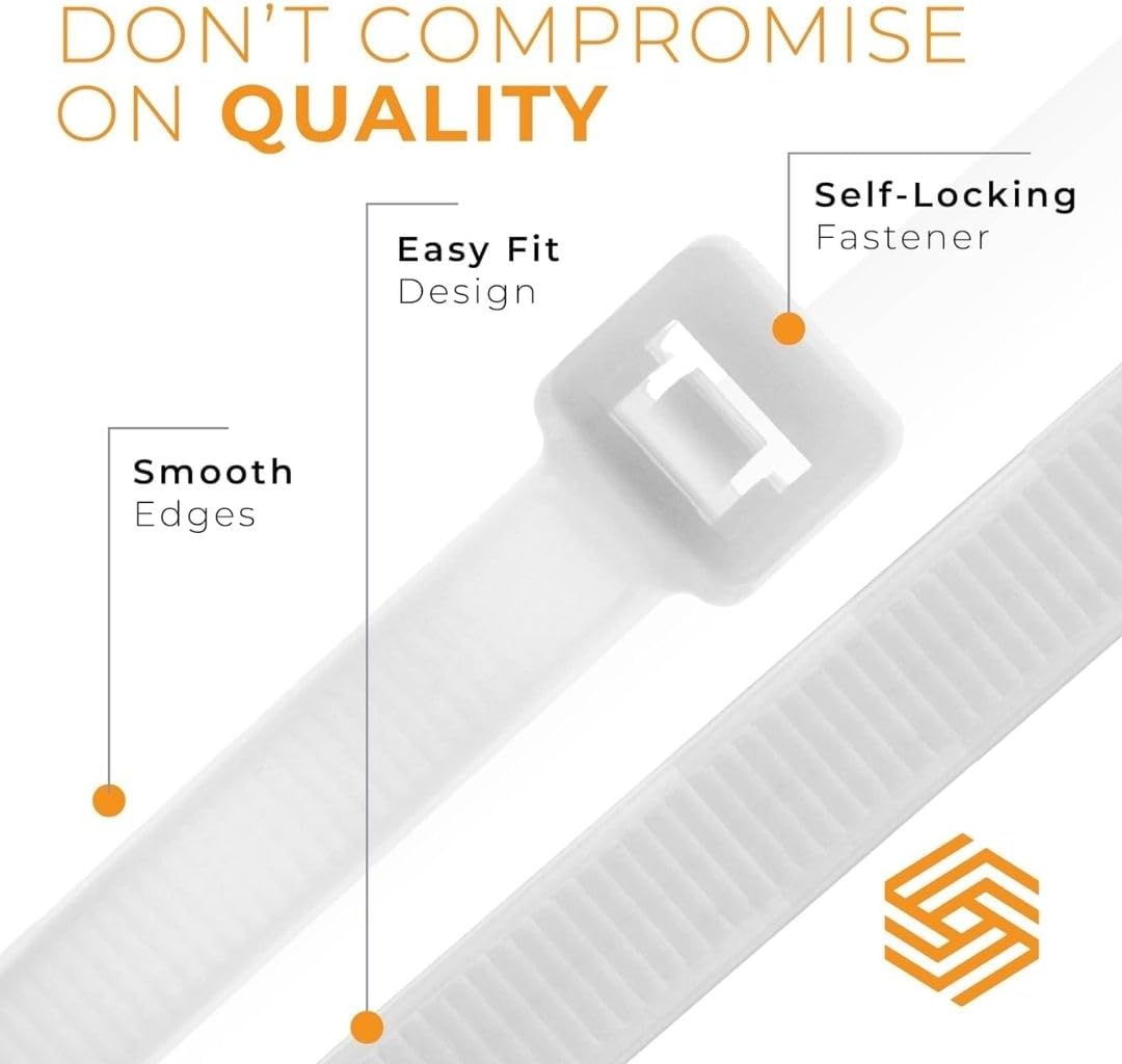 GTSE 8 Inch Orange Zip Ties, 100 Pack, 18lb Strength, UV Resistant Strong Nylon Cable Ties, Self-Locking 8" Tie Wraps