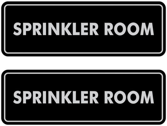 Signs ByLITA Standard Sprinkler Room Sign (Black/Silver) - Medium 2 Pack