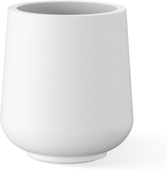 Kante 15.3" Dia Round Concrete Planter, Outdoor Indoor Large Plant Pots Containers with Drainage Hole and Rubber Plug for Home Garden Patio, Snow White