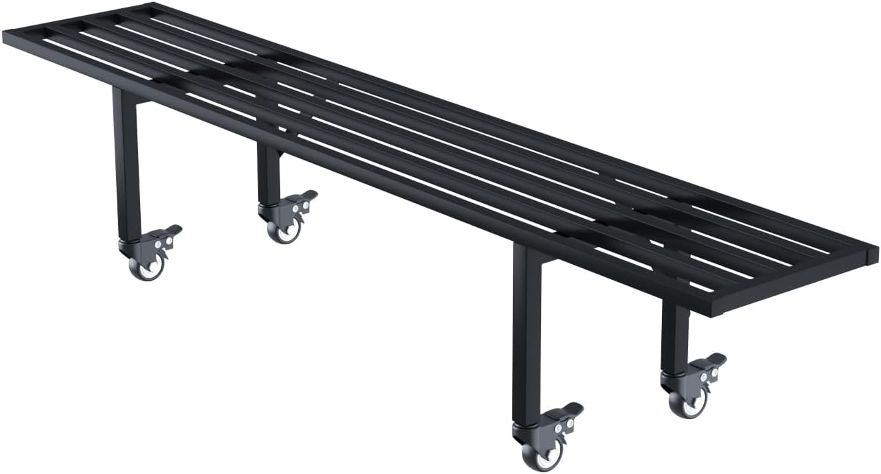 Zhongma One Tier Metal Plant Stand with Wheels,(45.67 L x 8.66 W x 10.3 H) Heavy Duty Plant Holder for Home, Window,Garden, Plant Lovers, Display Stand