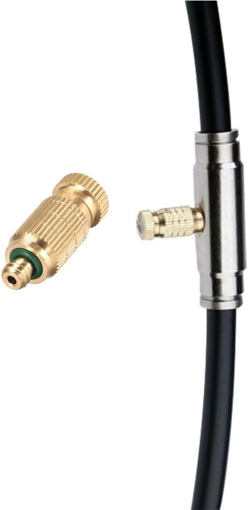 Brass Misting Nozzle, 10 Pack High Pressure Spray 10/24 UNC Outdoor Anti-drip Fogging Spray Head Misting System Tips for Landscaping Outdoor Cooling System (0.012 Orifice)