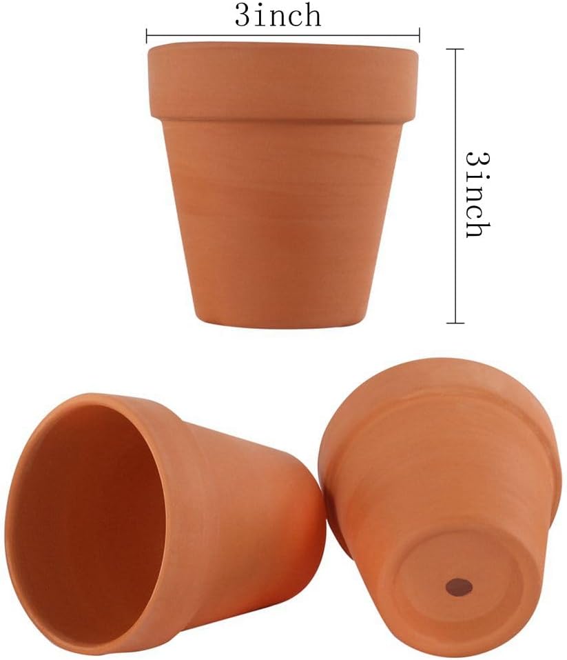 3 Inch Terracotta Pots - 22Pack Clay Flower Pots with Drainage Hole, Succulent Nursery Pot/Cactus Plant Pot. Great for Plants, Crafts, Wedding Favorn, DIY Production