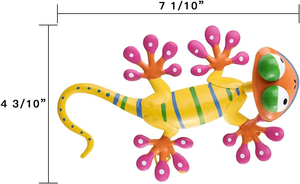 hogardeck Metal Gecko Outdoor Wall Decor, 4 Pack Lizard Art Garden Sculptures & Statues with Shaking Head Spring Decor for Front Yard Fence Patio
