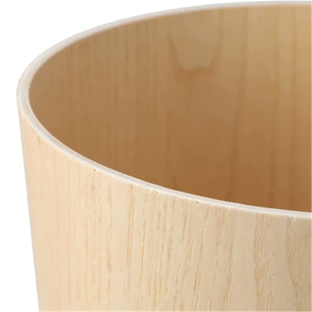 Natural Wood Trash Can, Round Stackable Wastebasket, Garbage Recycling Bin for Bathrooms, Powder Rooms, Kitchens, Home Offices (Light Wood)