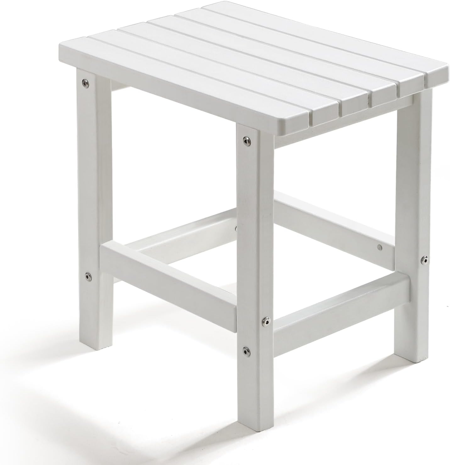 PASAMIC Adirondack Square Side Table, HDPE Outdoor Side Tables, Weather Resistant End Table for Patio, Backyard, Pool, Indoor Companion, Beach, Easy Maintenance (White)