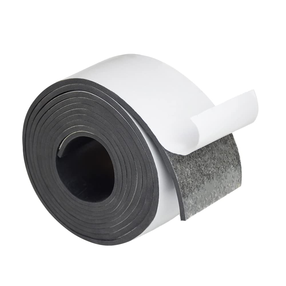 DOBTIM Adhesive Neoprene Solid Rubber Strips 1/8 (.125)" Thick X 3" Wide X 10' Long, Self Stick Neoprene Rubber Sheet Non-Slip Insulation Pads