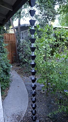 Nutshell Stores Medium Square Cups Rain Chain - Black - 20 Feet