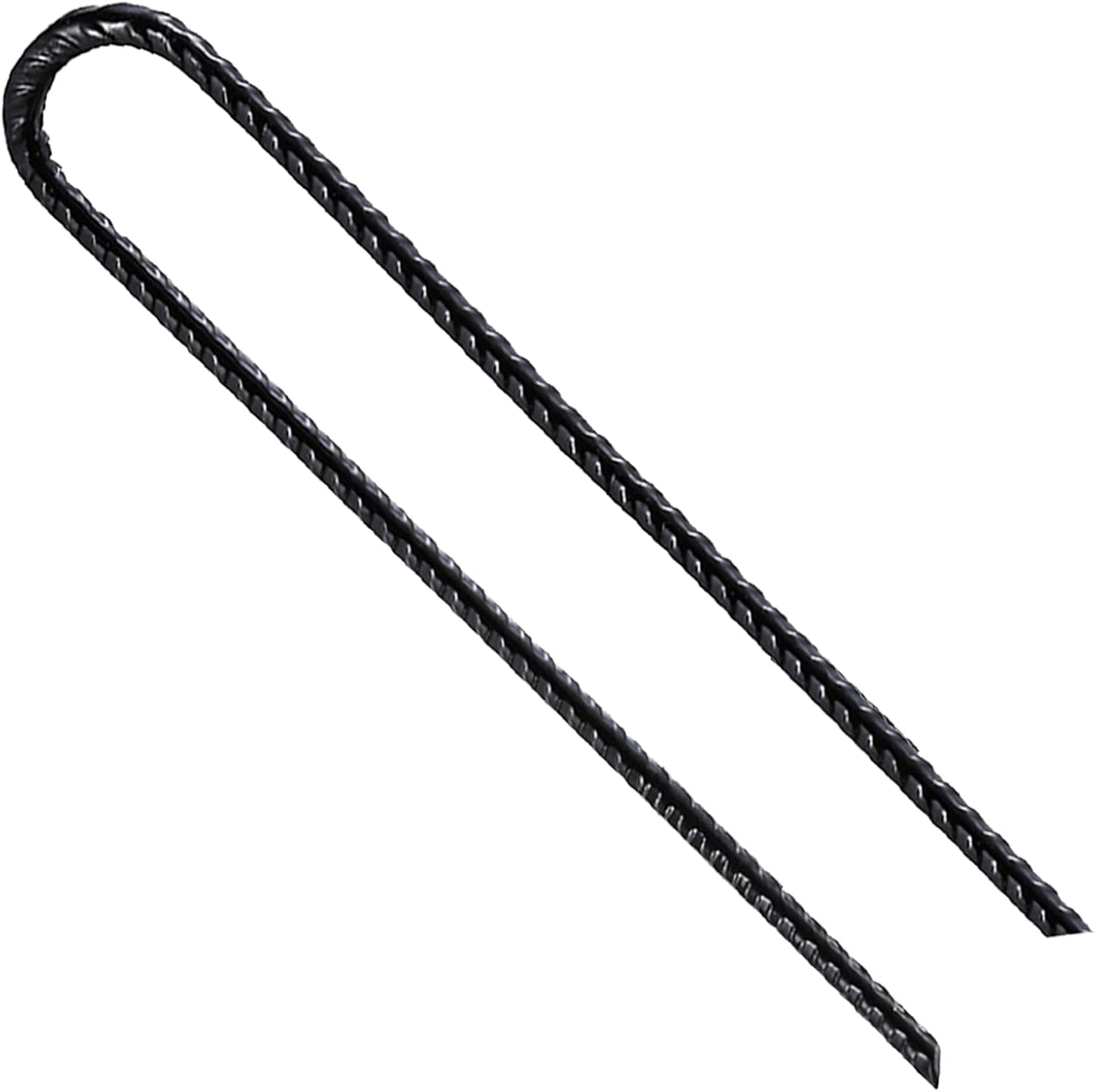 Rebar Stakes U/J Hook Extra Heavy Duty,(10pcs) 12 inch x 1/4 inch Rust Proof Coated Steel Ground Stakes Ground Anchors, Garden Stake Metal Stakes Tent Stake Trampoline Anchors (U-Hook)