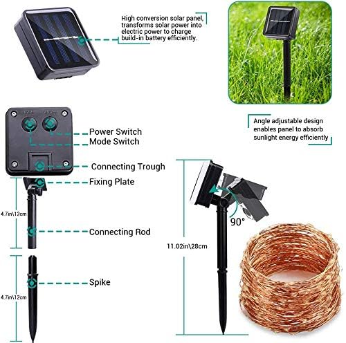 Lomotech Solar String Lights Outdoor - 2 Pack Total 66ft 200LED Solar Fairy Lights Waterproof 8 Modes Twinkle Lights for Outdoor, Patio, Garden, Yard, Party, Wedding, Tree Decoration (Warm White)