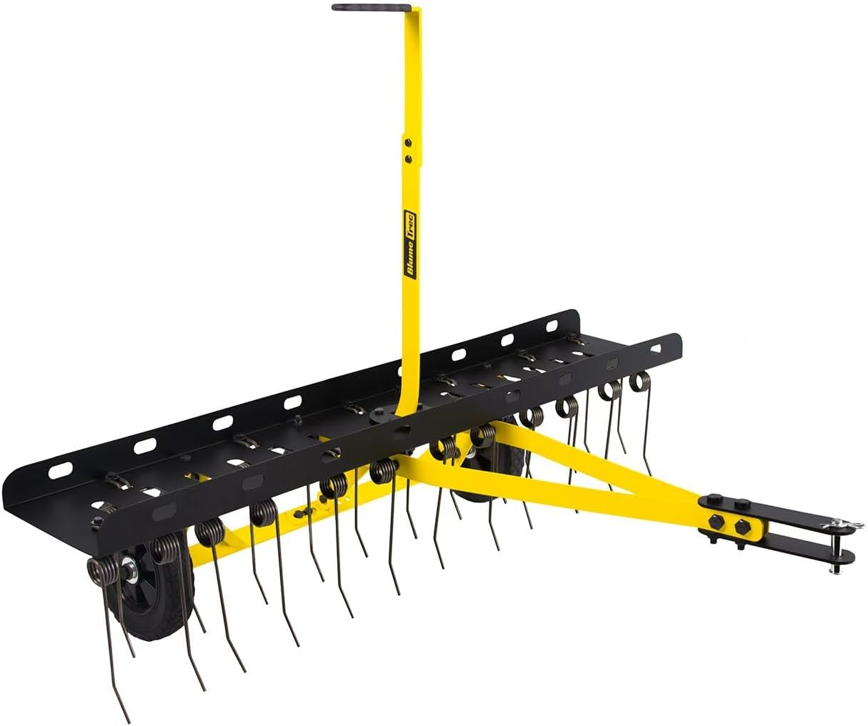48 Inch Tow Behind Dethatcher, Pull Behind Lawn Dethatcher with 24 Spring Steel Tines, Grass Dethatcher, Removes Thatch, Riding Lawn Tractor for Large Lawns, Yard and Garden Care