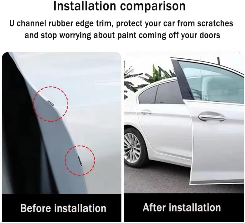 Edge Trim Self Adhesive Rubber U Channel Edge Trim Metal Edge Protection Guard for Most Car Doors, Hatches, Table Corners, Panels (5Ft, White)
