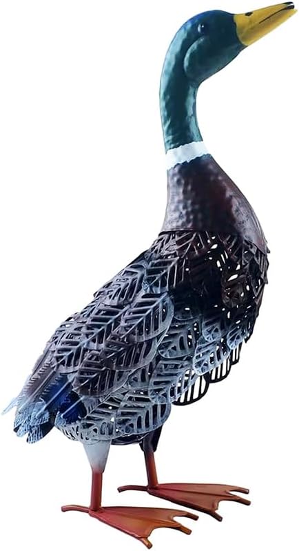 Solar Lights Statue Metal Duck Sculpture Garden Decoration Metal Yard Art for Patio Lawn Backyard Outdoor Decoration