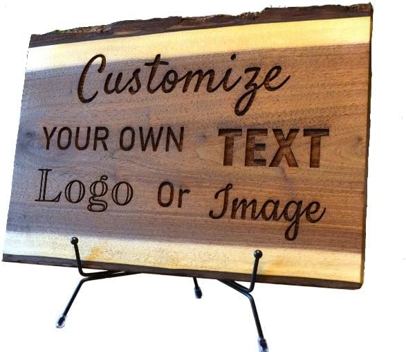 Personalized Walnut Live Edge Wood Sign Display Gift - Rustic Engraved Family Last Name Wedding Anniversary Housewarming Welcome Cabin House Door Awards Events Christmas Birthday (CUSTOMIZE YOUR OWN)