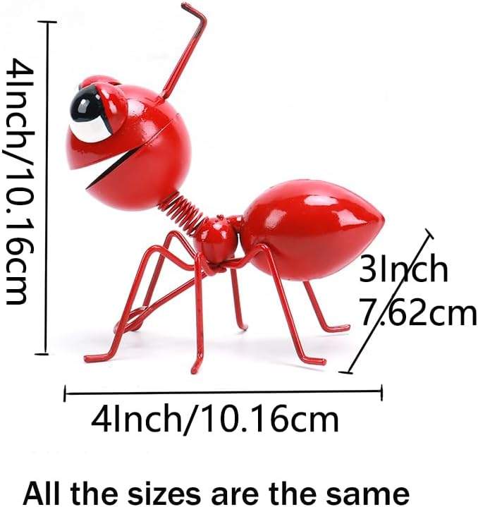 Metal Yard Art Garden Decor for Outside Cute Ants Yard Decorations Outdoor Lawn Ornaments Backyard Gifts for Mom - Set of 8（All Red）
