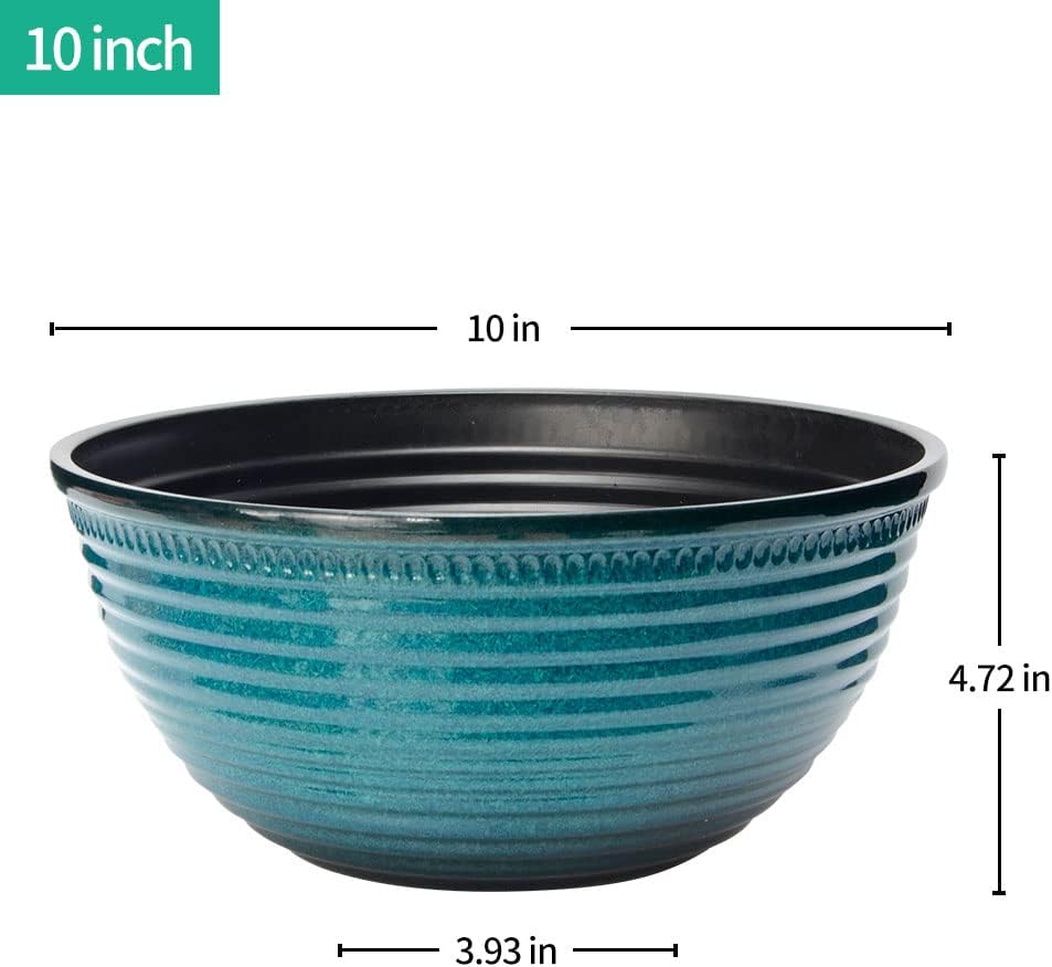 2 Pack 10 Inch Plant Pots,Durable Decorative Flower Pots Planters with Drainage Hole for Indoor and Outdoor Plants,Flowers,Succulents, Blue