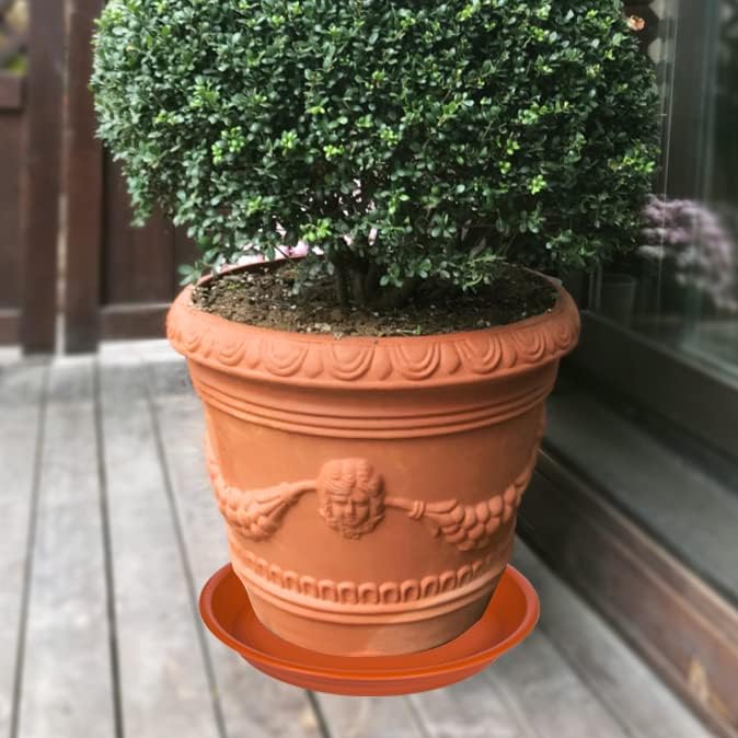 2 Pack Plant Saucer Drip Tray 11 12 inch, Pot Base for Plants Indoor, Plastic Flower Planter Saucers and Drip Trays for Outdoors, Heavy Durable Plant Plate Water Catcher (12", Terracotta)