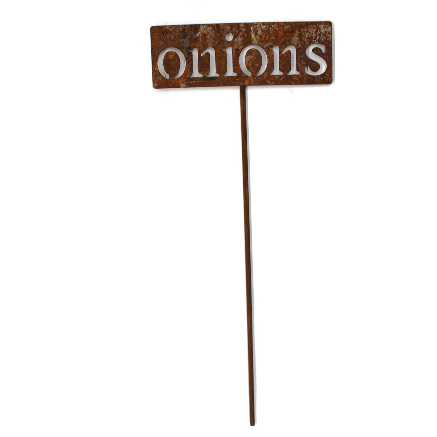 Classic Metal Garden Markers 19 Inches Tall (onions, Naturally Rusted)