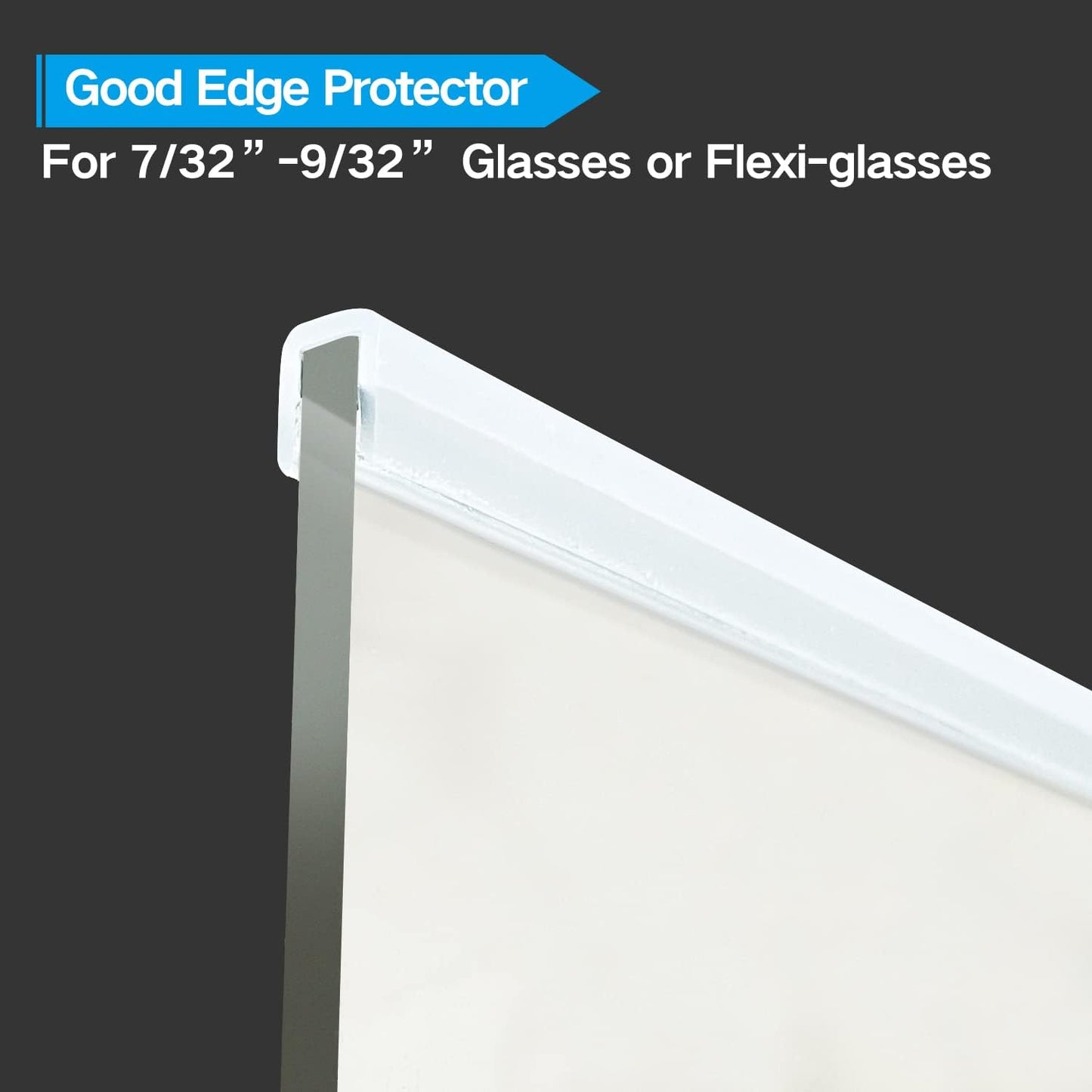 Clear Rubber Edge Trim, U Channel Silicone Rubber Edge Trim, 1/4" Slot, Fit for 7/32"-9/32", White Color, Edge Protector for Plywood, Glass, Flexi-Glass