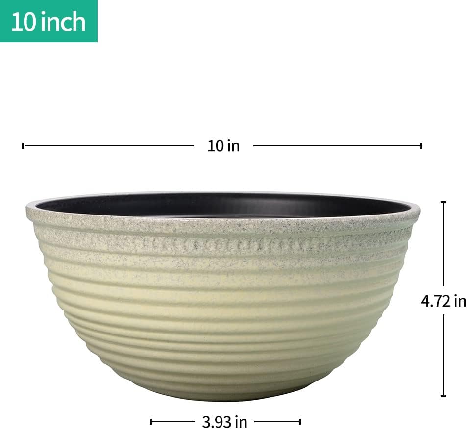 2 Pack 10 Inch Plant Pots,Durable Decorative Flower Pots Planters with Drainage Hole for Indoor and Outdoor Plants,Flowers,Succulents, White