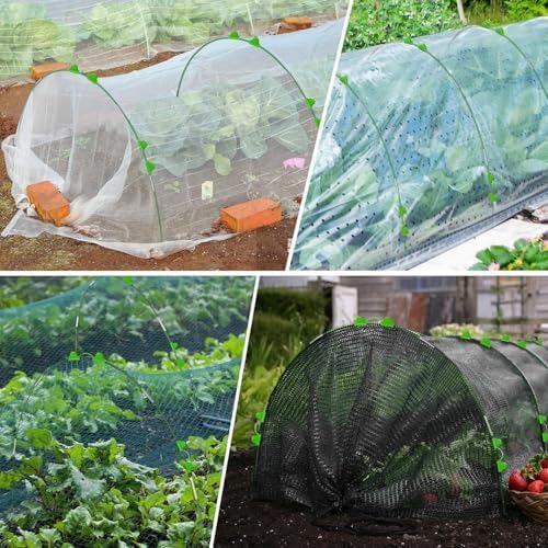 Garden Hoops 6 Set 7ft Grow Tunnel, 24pcs Greenhouse Support Hoops Rust-Free Frame for Garden Netting Raised Beds Row Cover Fabric, DIY Fiberglass for 2 & 3Ft Wide, 18pcs Clips-4mm