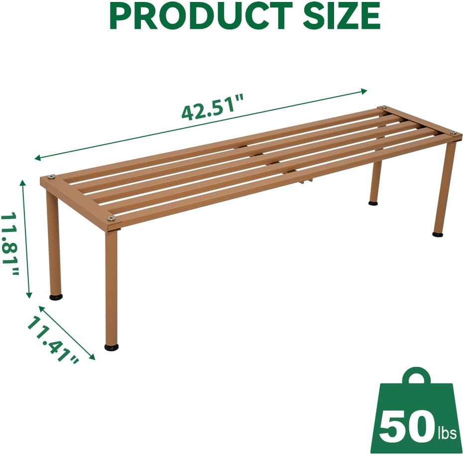 Metal Plant Stand, Rust-proof Aluminum Display Rack, Plants Display Stands Decoration Racks for Living Room Garden Balcony Patio (Wood Color, 42.5Inch Tall Leg)