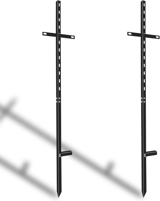 2 Pcs 46 inchens T-Bar Yard Sign Stakes Heavy Duty Metal Stake Yard Sign Holder/Black Steel Powder Coated Sign Posts for Outside/ 2mm Thickness Rust-Proof Outdoor Sign Holder for Outdoor Lawn Yard