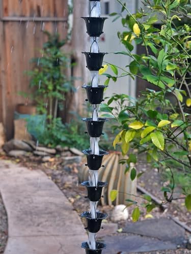 Nutshell Stores Flower Cups Rain Chain - Black - 12 Feet