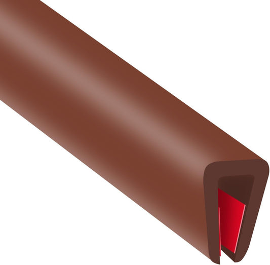 Rubber Edge Trim, Flexible Edge Trim for Sharp Edge, 1/8" U Channel Edge Protector, Self Adhesive Edge Guards for Plywood and Glass Parts, 20Ft, Brown Color