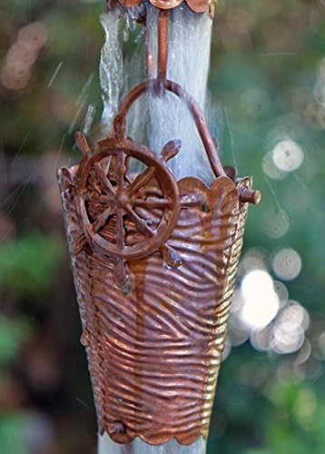 Nautical Cups Copper Rain Chain with Installation Kit - 9 Foot