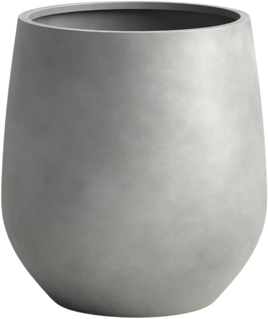 DTY Signature Mount Wilson Lightweight and Durable Modern Fiberstone Tapered Planter for Indoor Outdoor, Drainage Hole & Rubber Plug, Weather Resistant, 11.8" H x 11" Dia, 8" Opening - Small, Gray