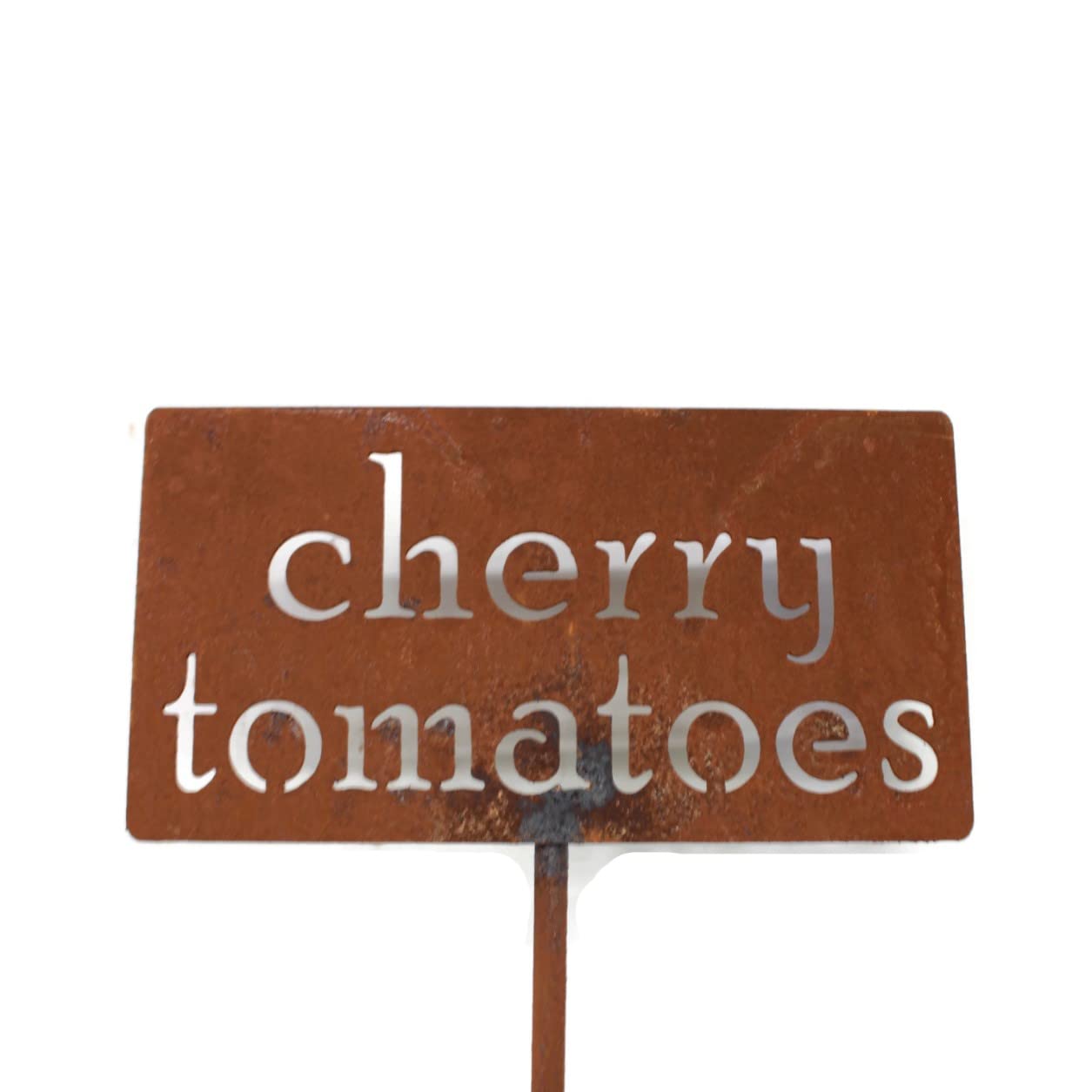 Classic Metal Garden Markers 19 Inches Tall (cherry tomatoes, Naturally Rusted)