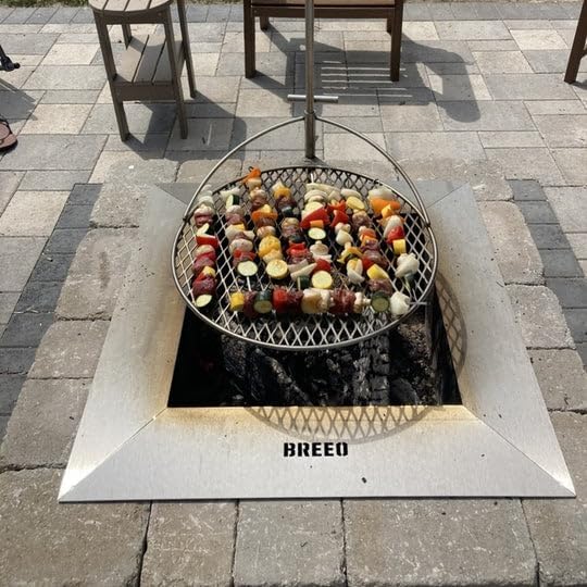Breeo Zentro Stainless Steel Fire Pit Insert - Smokeless Firepit Ring Insert for Outdoor Fire Pit - for Outside Block, Stone, & Concrete Backyard Firepit Surrounds - Lid Included - Square 24"