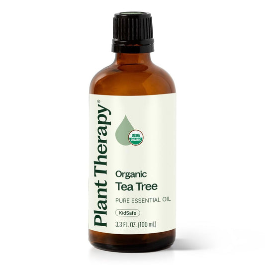 Plant Therapy Organic Tea Tree Oil (Melaleuca) 100% Pure, USDA Certified Organic, Undiluted, Natural Aromatherapy, Therapeutic Grade 100 mL (3.3 oz)