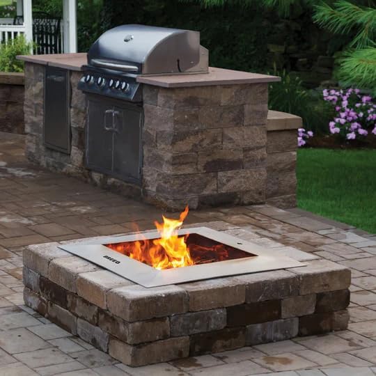 Breeo Zentro Stainless Steel Fire Pit Insert - Smokeless Firepit Ring Insert for Outdoor Fire Pit - for Outside Block, Stone, & Concrete Backyard Firepit Surrounds - Lid Included - Square 24"