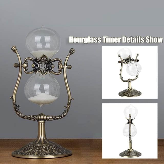 Sand Timer 15 Minutes,Hour Glass,Metal Vintage Hourglass,Hourglass Decor,for Home Decoration Office Desk Wedding Party Decor Kitchen Timer (A White Sand, 15 Min)