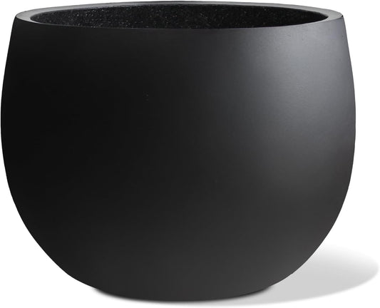 Ball Concrete Planter Outdoor Indoor, Large Tall Cement Plant Pots for Trees Flowers (Black, 18 inch)