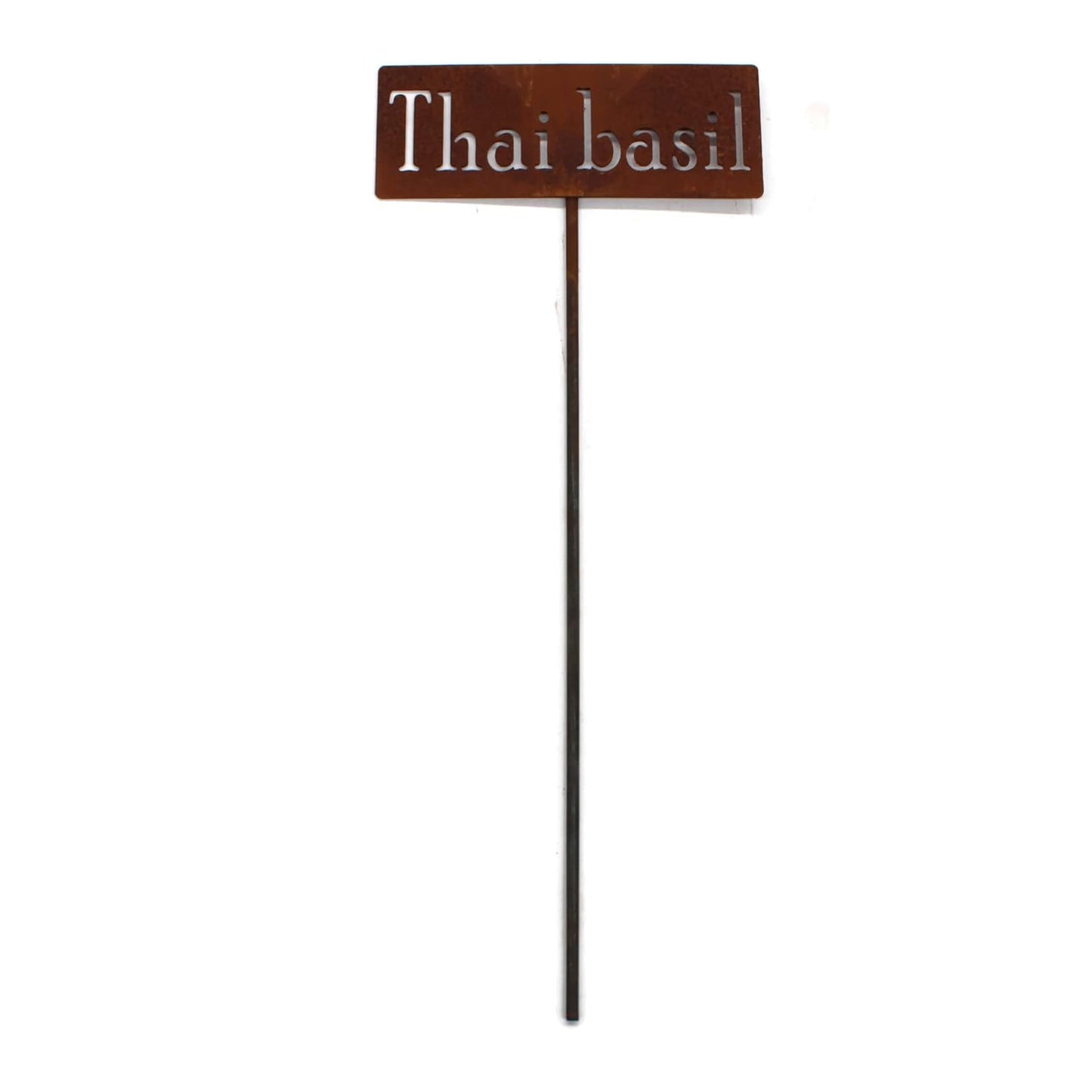Classic Metal Garden Markers 19 Inches Tall (Thai basil, Naturally Rusted)