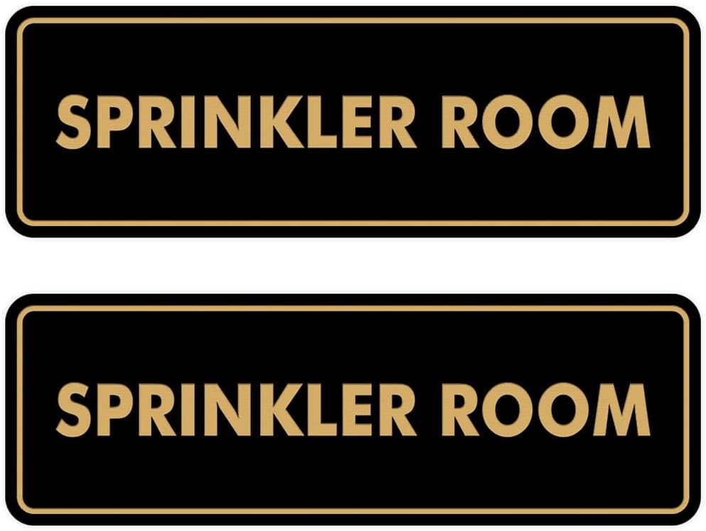 Signs ByLITA Standard Sprinkler Room Sign (Black Gold) - Large 2 Pack