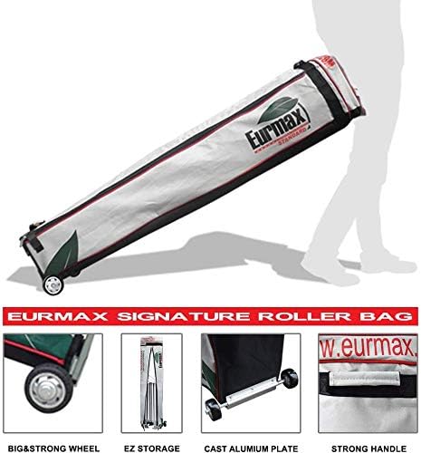 Eurmax USA 10 x 10 Pop up Canopy Commercial Tent Outdoor Party Canopies with 4 Removable Zippered Sidewalls and Roller Bag Bonus 4 Canopy Sand Bags & 24 Squre Ft Extended Awning (Khaki)