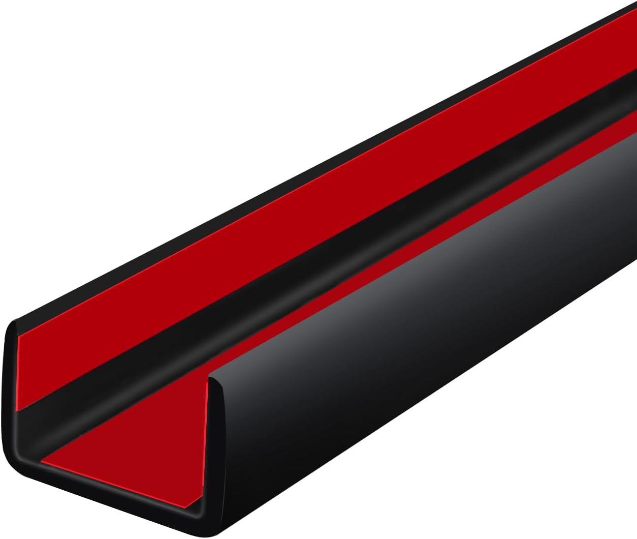 Rubber Edge Trim, Self Adhesive U Channel Edge Trim, Big Size U Shaped Trim, Edge Banding for Plywood, Woods, Shelf, Cabinet, Countertop, Fit for 1/2", Length 20Ft, Black