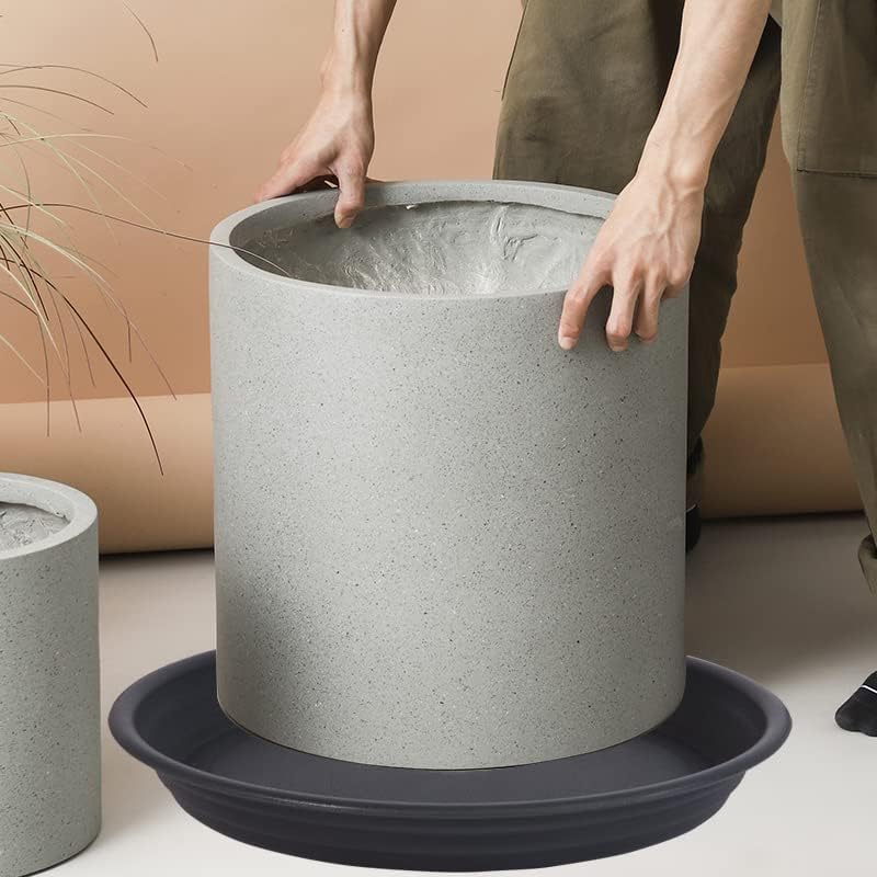 2 Pack of 15 16 inch Plant Saucer (14 inch Base), Bird Bath Bowls, Plastic Flower Planter Saucers and Drip Trays for Indoors Outdoors, Heavy Durable Plant Plate Water Catcher (16", Black)