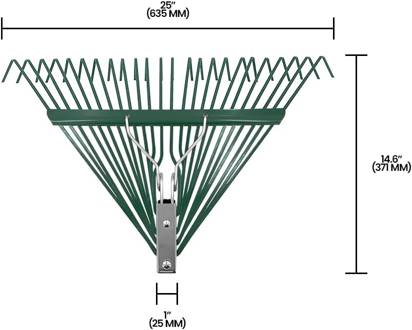Zenport J2424 Leaf Rake with Deluxe Spring, 24-Tine, Rake Head Only, Green - 10 Pack